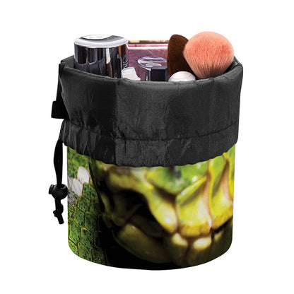 Emerald Tree Boa Snake Print Drawstring Makeup Bag