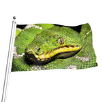 Emerald Tree Boa Snake Print Flag
