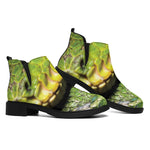 Emerald Tree Boa Snake Print Flat Ankle Boots