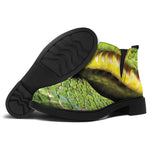 Emerald Tree Boa Snake Print Flat Ankle Boots