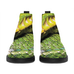 Emerald Tree Boa Snake Print Flat Ankle Boots