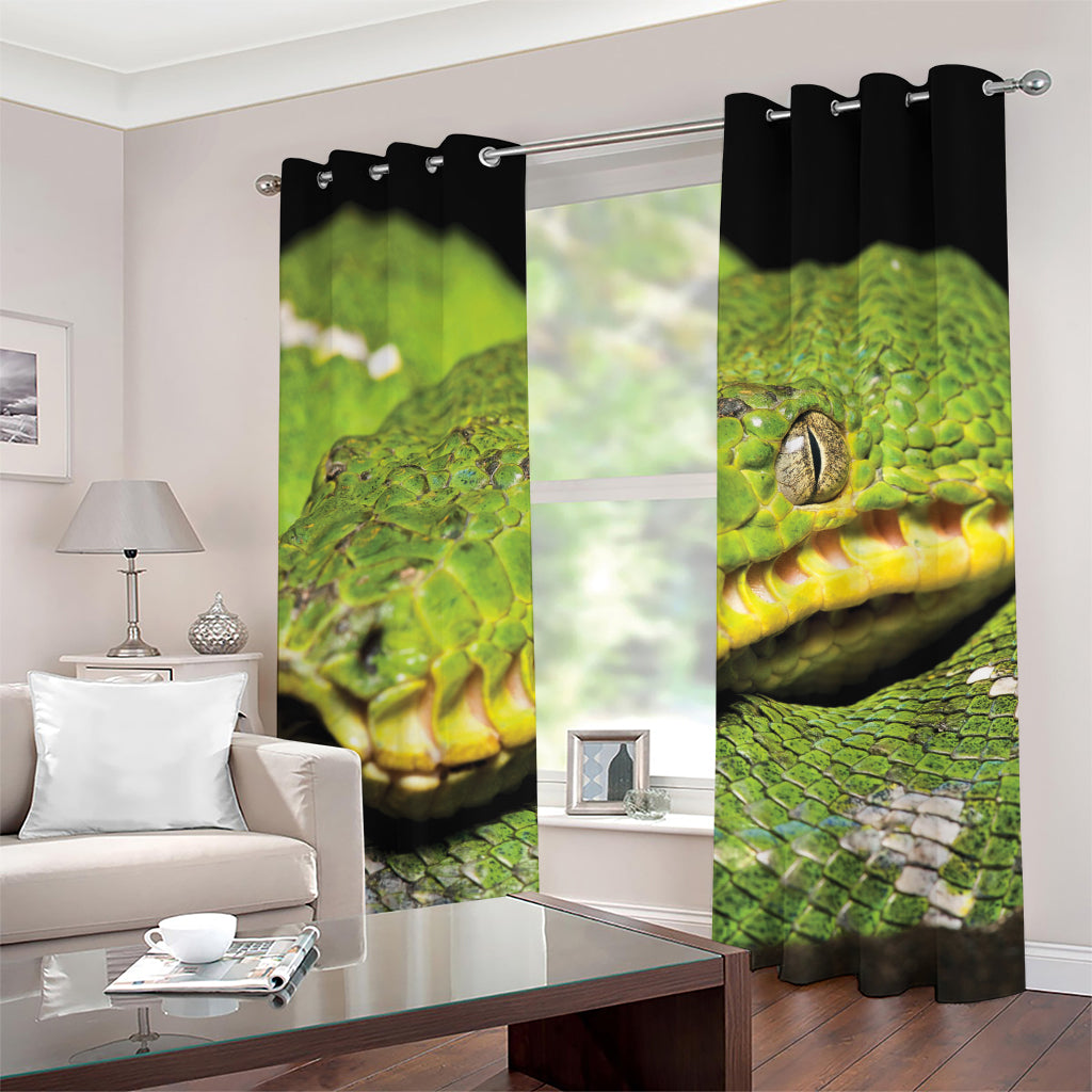 Emerald Tree Boa Snake Print Grommet Curtains
