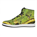 Emerald Tree Boa Snake Print High Top Leather Sneakers