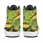 Emerald Tree Boa Snake Print High Top Leather Sneakers