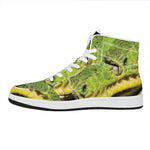 Emerald Tree Boa Snake Print High Top Leather Sneakers