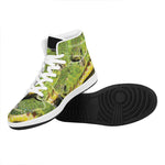 Emerald Tree Boa Snake Print High Top Leather Sneakers