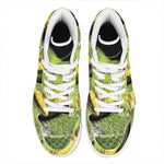 Emerald Tree Boa Snake Print High Top Leather Sneakers