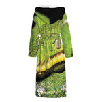 Emerald Tree Boa Snake Print Hooded Bathrobe