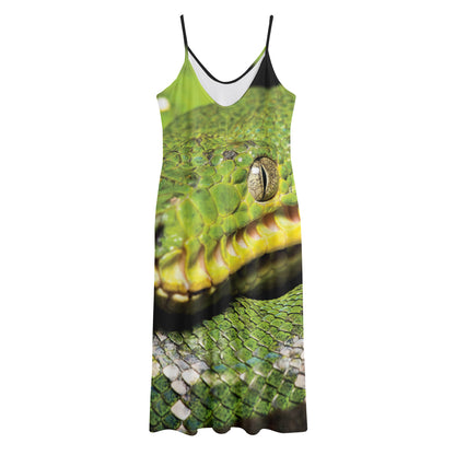 Emerald Tree Boa Snake Print Jersey Midi Cami Dress