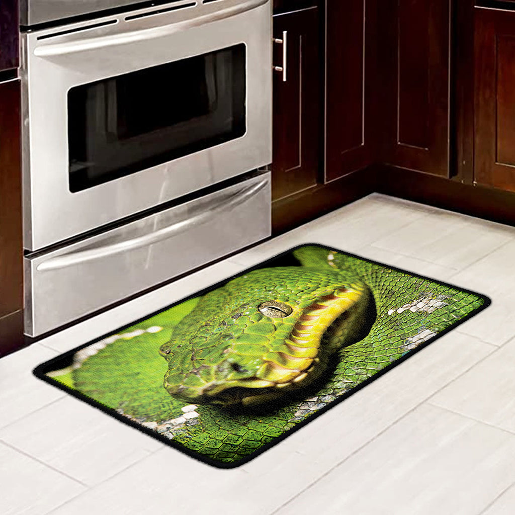 Emerald Tree Boa Snake Print Kitchen Mat