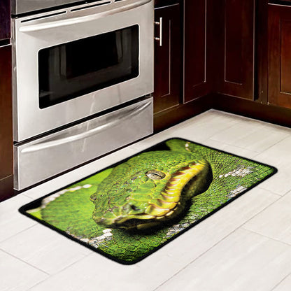 Emerald Tree Boa Snake Print Kitchen Mat
