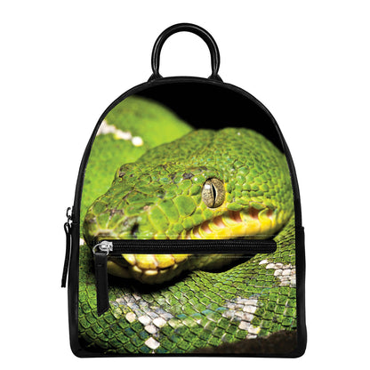 Emerald Tree Boa Snake Print Leather Backpack