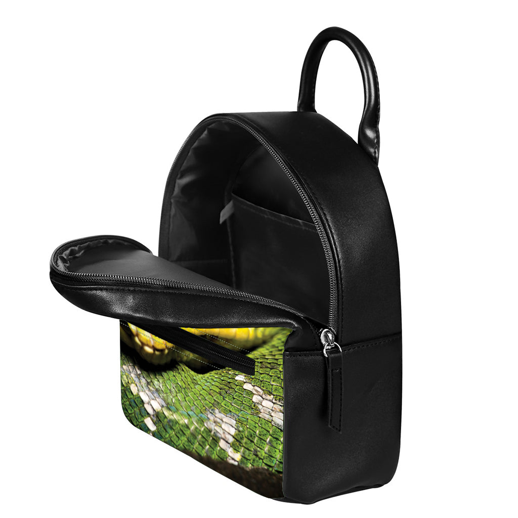 Emerald Tree Boa Snake Print Leather Backpack