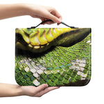 Emerald Tree Boa Snake Print Leather Bible Cover