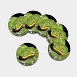 Emerald Tree Boa Snake Print Leather Coaster Set