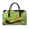 Emerald Tree Boa Snake Print Leather Duffel Bag
