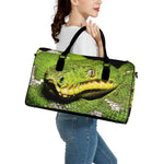 Emerald Tree Boa Snake Print Leather Duffle Bag