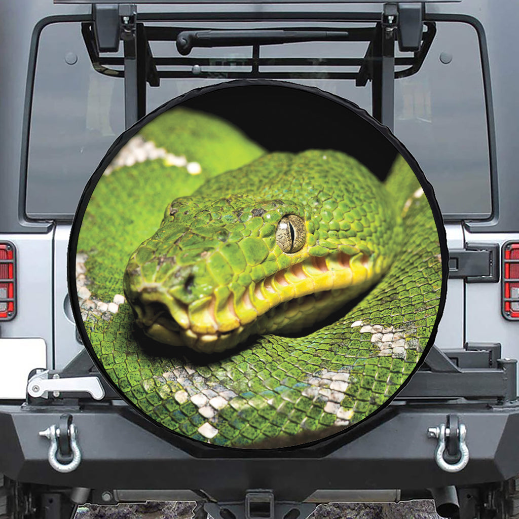 Emerald Tree Boa Snake Print Leather Spare Tire Cover