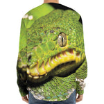 Emerald Tree Boa Snake Print Long Sleeve Baseball Jersey