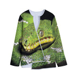 Emerald Tree Boa Snake Print Long Sleeve Short Coat