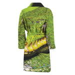 Emerald Tree Boa Snake Print Men's Bathrobe