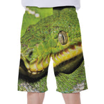 Emerald Tree Boa Snake Print Men's Beach Shorts