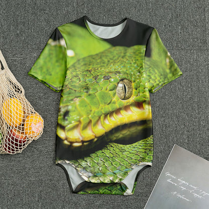 Emerald Tree Boa Snake Print Men's Bodysuit