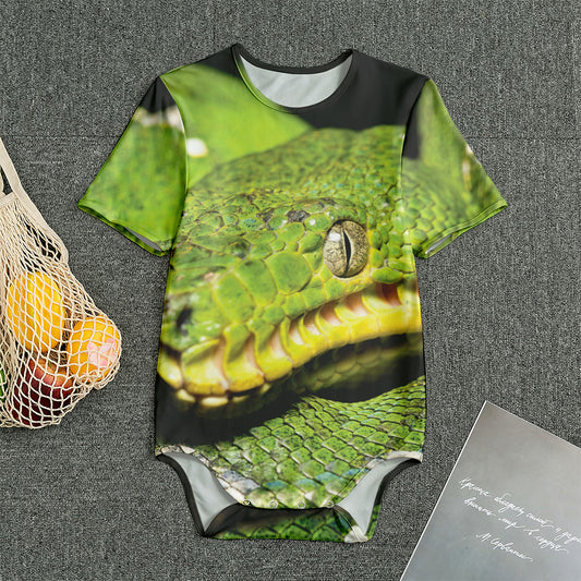 Emerald Tree Boa Snake Print Men's Bodysuit