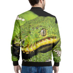 Emerald Tree Boa Snake Print Men's Bomber Jacket