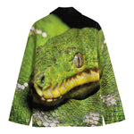 Emerald Tree Boa Snake Print Men's Cotton Blazer