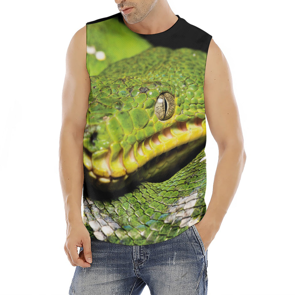 Emerald Tree Boa Snake Print Men's Fitness Tank Top