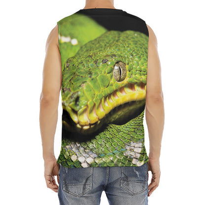Emerald Tree Boa Snake Print Men's Fitness Tank Top