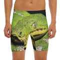 Emerald Tree Boa Snake Print Men's Long Boxer Briefs