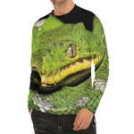 Emerald Tree Boa Snake Print Men's Long Sleeve Rash Guard