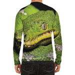 Emerald Tree Boa Snake Print Men's Long Sleeve Rash Guard