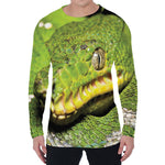 Emerald Tree Boa Snake Print Men's Long Sleeve T-Shirt