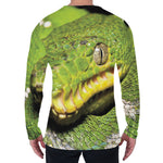 Emerald Tree Boa Snake Print Men's Long Sleeve T-Shirt
