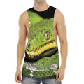 Emerald Tree Boa Snake Print Men's Muscle Tank Top