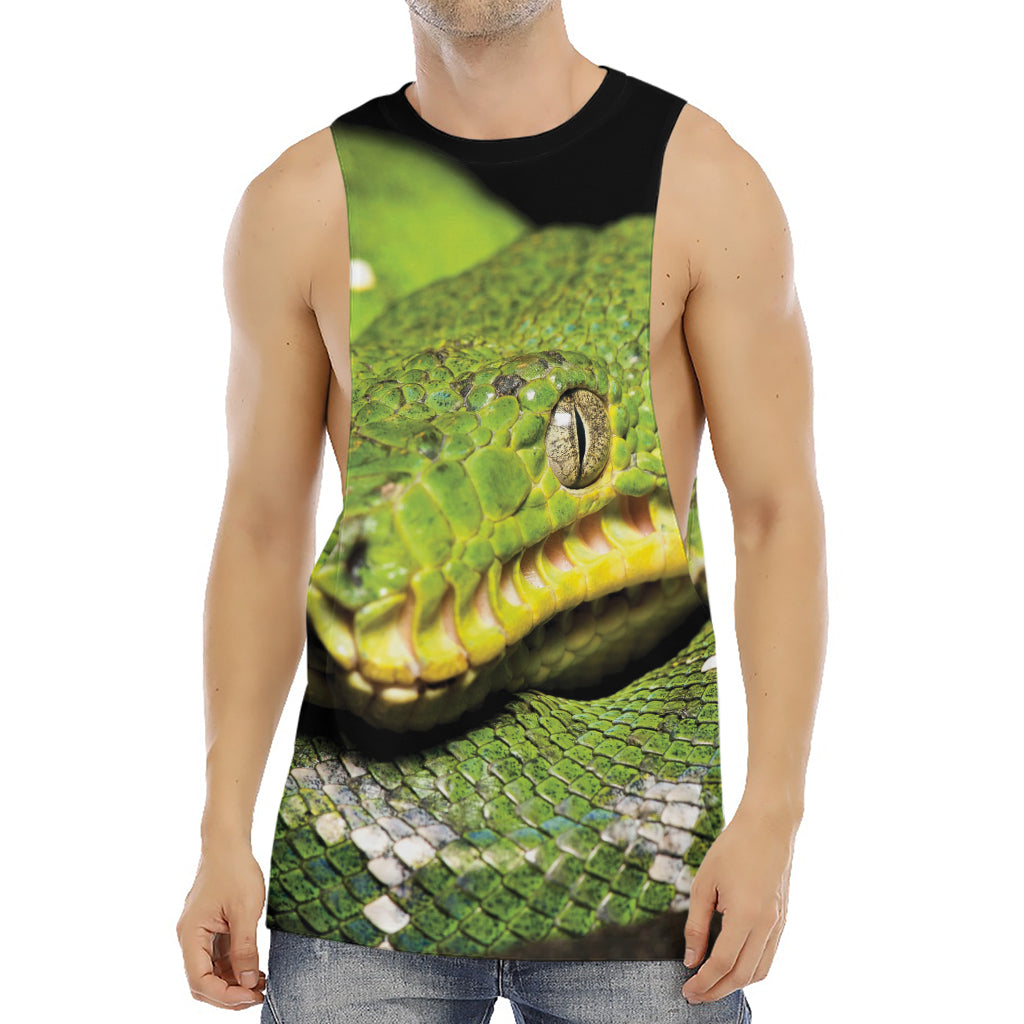 Emerald Tree Boa Snake Print Men's Muscle Tank Top