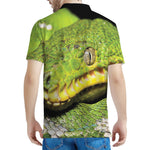 Emerald Tree Boa Snake Print Men's Polo Shirt