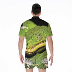 Emerald Tree Boa Snake Print Men's Rompers