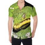 Emerald Tree Boa Snake Print Men's Shirt