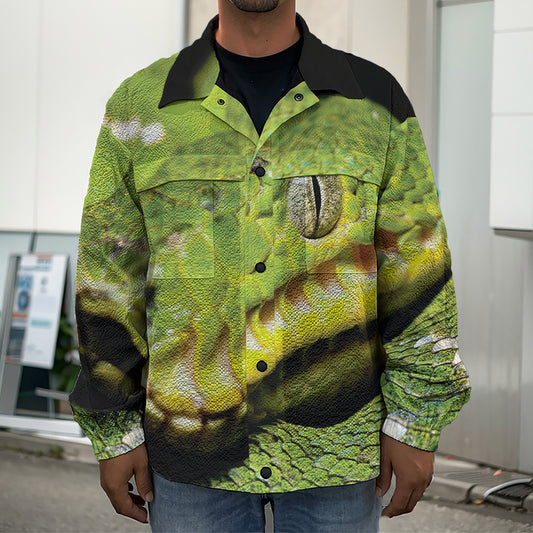 Emerald Tree Boa Snake Print Men's Shirt Jacket