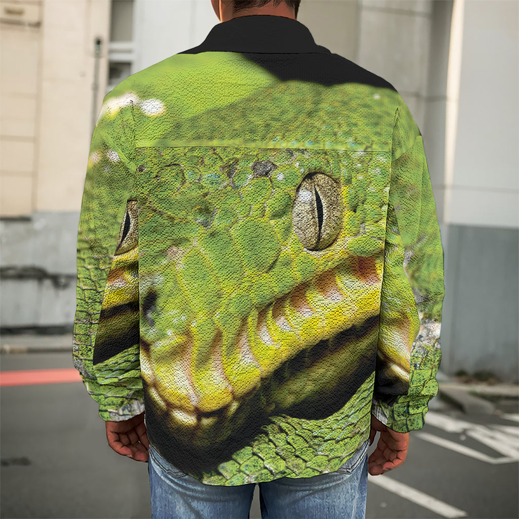 Emerald Tree Boa Snake Print Men's Shirt Jacket