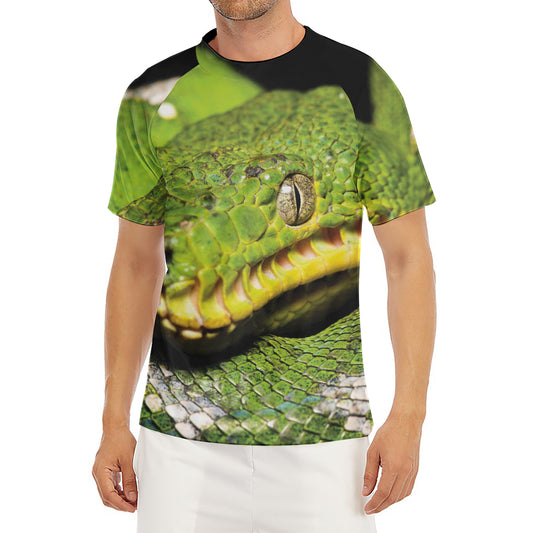 Emerald Tree Boa Snake Print Men's Short Sleeve Rash Guard