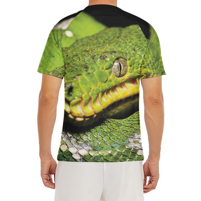 Emerald Tree Boa Snake Print Men's Short Sleeve Rash Guard