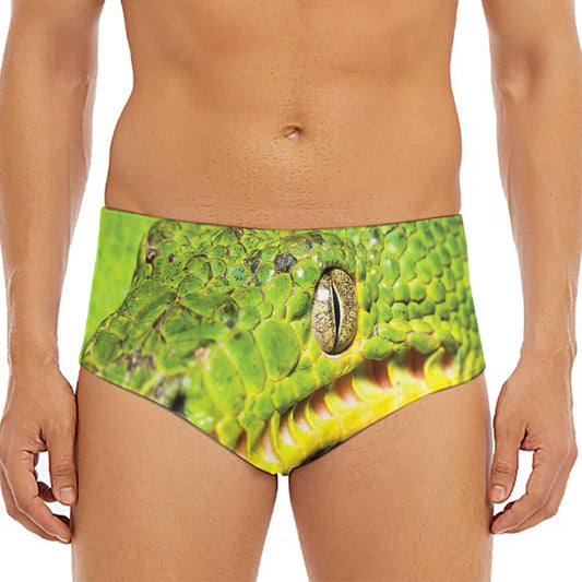 Emerald Tree Boa Snake Print Men's Triangle Swim Briefs