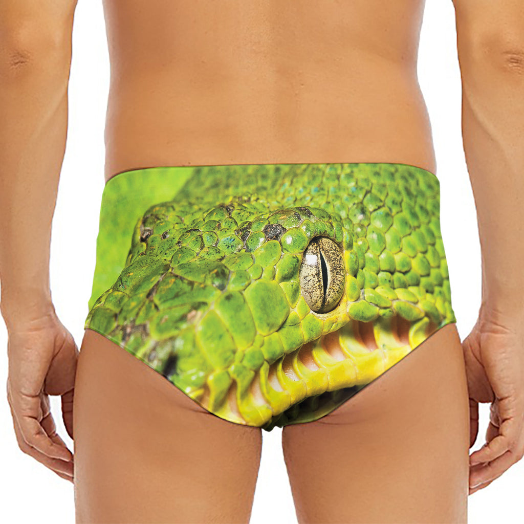 Emerald Tree Boa Snake Print Men's Triangle Swim Briefs
