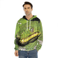 Emerald Tree Boa Snake Print Men's Velvet Pullover Hoodie