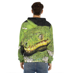 Emerald Tree Boa Snake Print Men's Velvet Pullover Hoodie